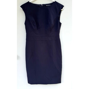 Brooks Brothers Women's Cotton Blend Sheath Dress Sleeveless Navy Blue 6 Petite
